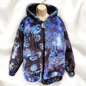 Size Small……...Corpse Bride Puffy Blue‎ & Black Quilted Jacket.  New